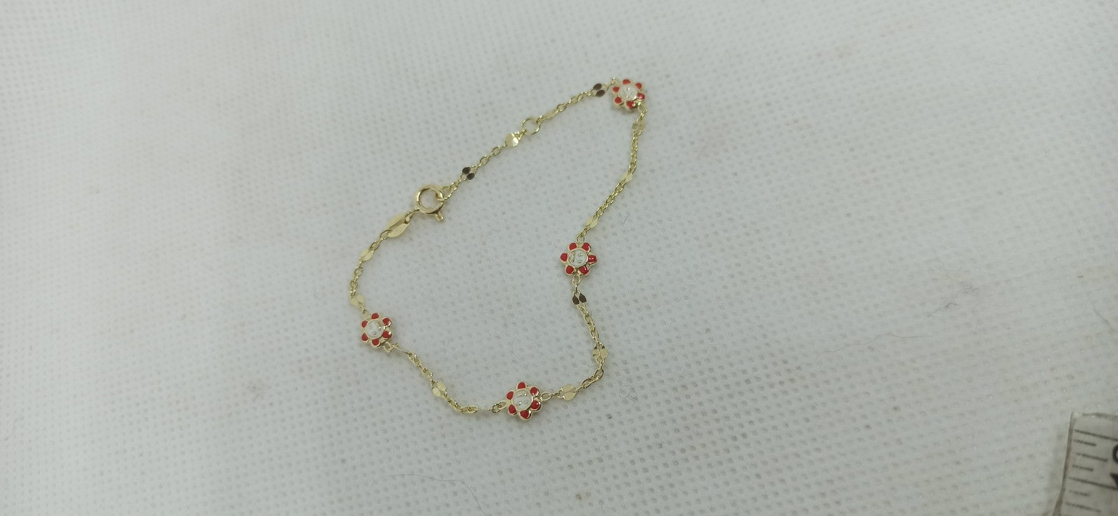 Bracciale oro giallo 9 kt  bimbi bimbe  Neotata  con Fiori  smaltati