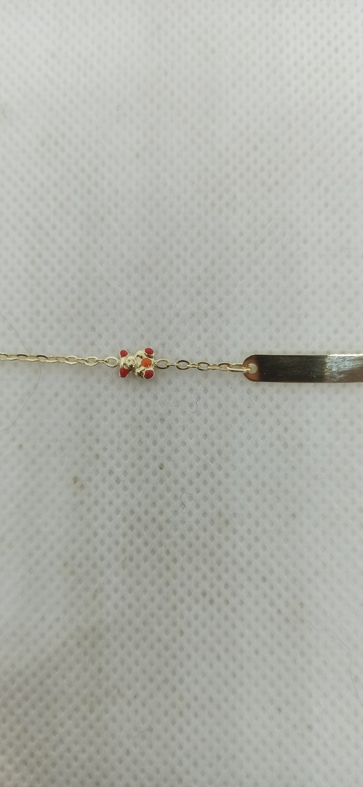 Bracciale oro giallo 9 kt Neonato Neonata Bimbi bimbe bambini  targa Orso Smalti