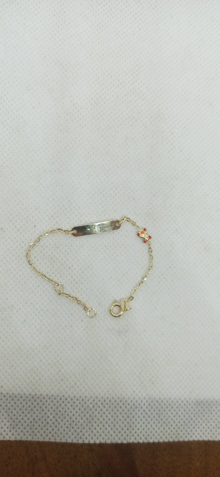 Bracciale oro giallo 9 kt Neonato Neonata Bimbi bimbe bambini  targa Orso Smalti