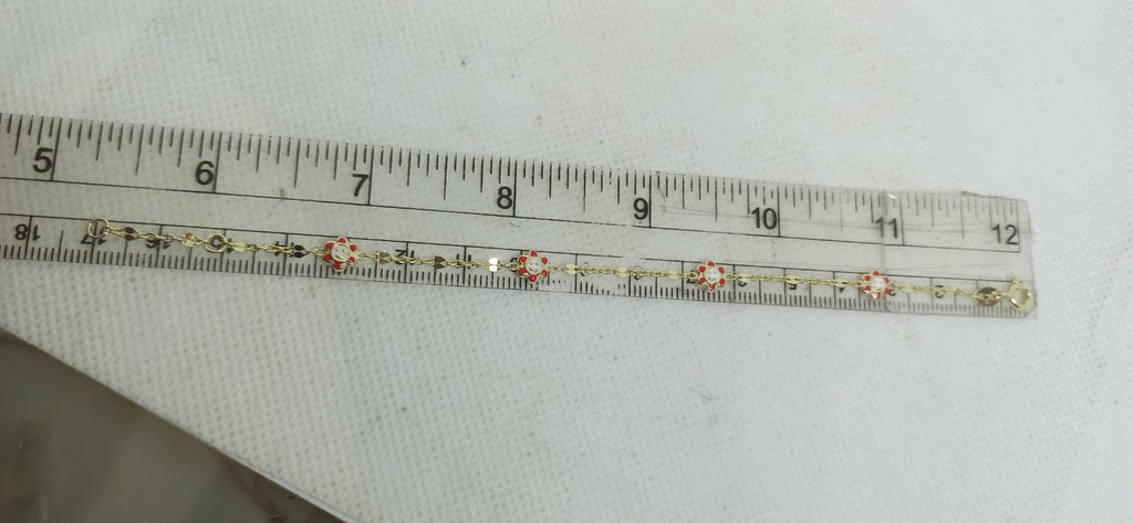 Bracciale oro giallo 9 kt  bimbi bimbe  Neotata  con Fiori  smaltati